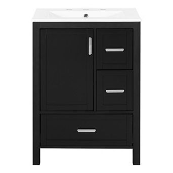 ELEMENT ACE Modern 24-Inch Bathroom Vanity with Ceramic Sink and Soft-Close Storage