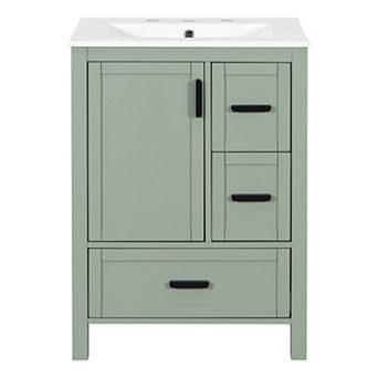 ELEMENT ACE Modern 24-Inch Bathroom Vanity with Ceramic Sink and Soft-Close Storage