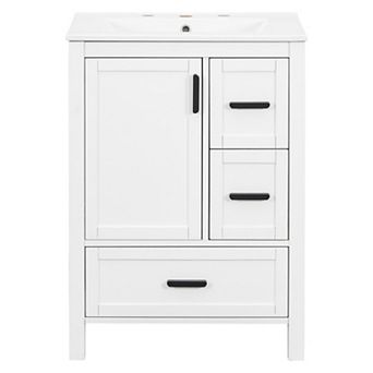 ELEMENT ACE Modern 24-Inch Bathroom Vanity with Ceramic Sink and Soft-Close Storage