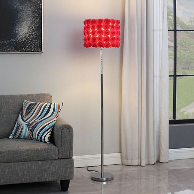 ELEMENT ACE 63-Inch Twisted Acrylic and Metal Floor Lamp with Blooming Roses Design