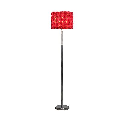 ELEMENT ACE 63-Inch Twisted Acrylic and Metal Floor Lamp with Blooming Roses Design