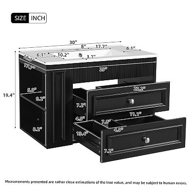 ELEMENT ACE Wall Mounted Bathroom Vanity with Ceramic Sink and Storage Cabinet