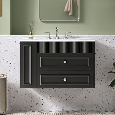 ELEMENT ACE Wall Mounted Bathroom Vanity with Ceramic Sink and Storage Cabinet