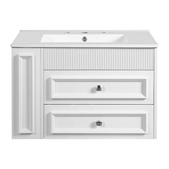 ELEMENT ACE Wall Mounted Bathroom Vanity with Ceramic Sink and Storage Cabinet