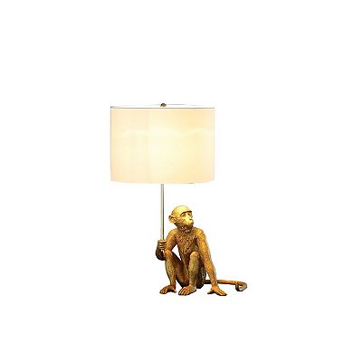 ELEMENT ACE Decorative Monkey Figurine Table Lamp with Drum Shade