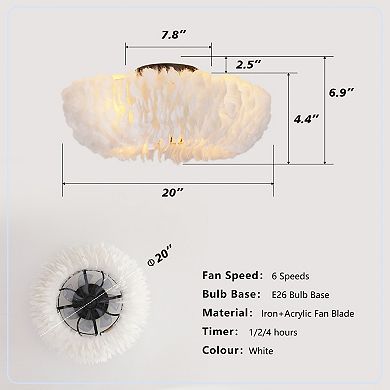 ELEMENT ACE Feather-Dressed Caged Ceiling Fan with Remote and Light