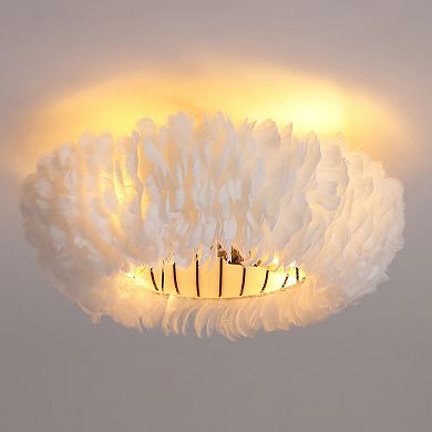 ELEMENT ACE Feather-Dressed Caged Ceiling Fan with Remote and Light