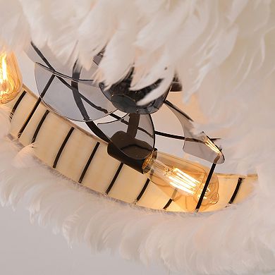 ELEMENT ACE Feather-Dressed Caged Ceiling Fan with Remote and Light