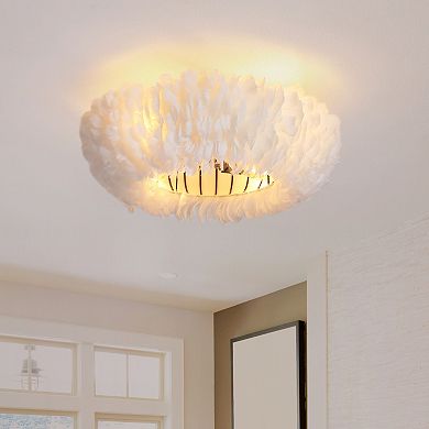 ELEMENT ACE Feather-Dressed Caged Ceiling Fan with Remote and Light