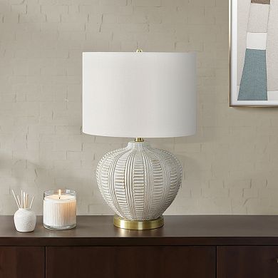 ELEMENT ACE Transitional Table Lamp with Textured Base and Linen Shade