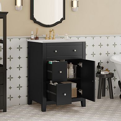 ELEMENT ACE Modern Bathroom Vanity with Ceramic Basin and Storage Cabinet