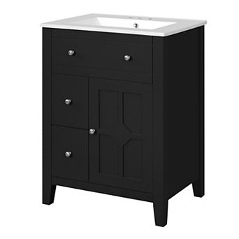 ELEMENT ACE Modern Bathroom Vanity with Ceramic Basin and Storage Cabinet