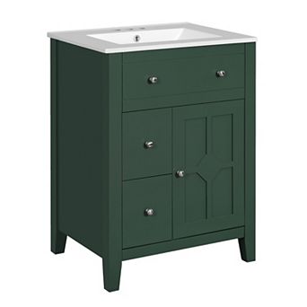 ELEMENT ACE Modern Bathroom Vanity with Ceramic Basin and Storage Cabinet
