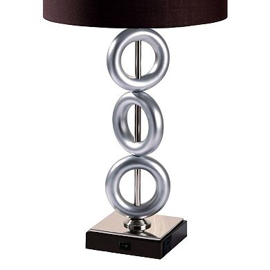 ELEMENT ACE Tall Metal Table Lamp with Ring Style Design and Round Shade