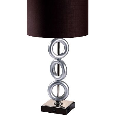 ELEMENT ACE Tall Metal Table Lamp with Ring Style Design and Round Shade