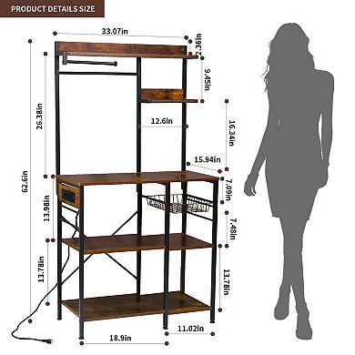 ELEMENT ACE Multifunctional Kitchen Storage Rack with Integrated Power Outlets and Shelves