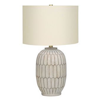 ELEMENT ACE Transitional Table Lamp with Textured Resin Base and Linen Drum Shade