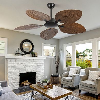 ELEMENT ACE 52-Inch Indoor and Outdoor Ceiling Fan with Retro Palm Leaf Design