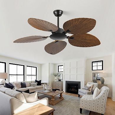 ELEMENT ACE 52-Inch Indoor and Outdoor Ceiling Fan with Retro Palm Leaf Design