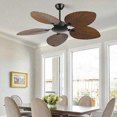 ELEMENT ACE 52-Inch Indoor and Outdoor Ceiling Fan with Retro Palm Leaf Design
