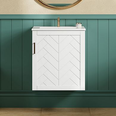 ELEMENT ACE Wall Mounted Bathroom Cabinet with Side Storage and Integrated Sink