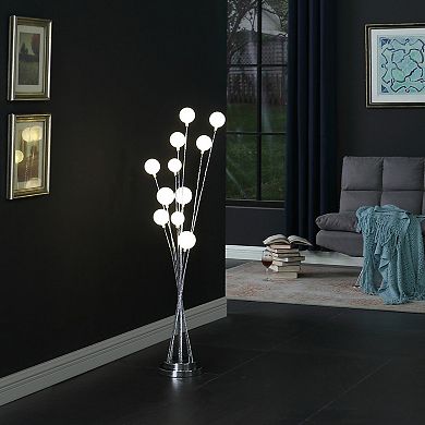 ELEMENT ACE Contemporary Floor Lamp with Acrylic Globe Shades and LED Lighting
