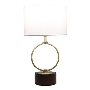 ELEMENT ACE Nordic Modern Circular Grid Metal Table Lamp with Linen Shade