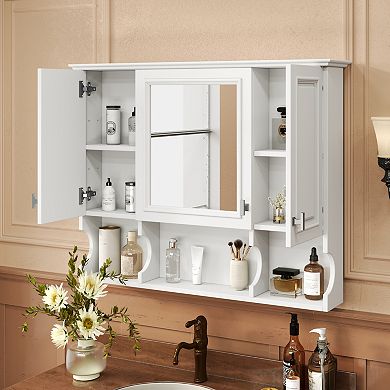 ELEMENT ACE Wall Mounted Bathroom Mirror Cabinet with Adjustable Shelves