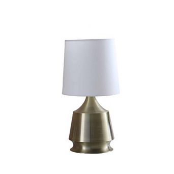 ELEMENT ACE Antique Brass Metal Table Lamp with Semi-Drum Fabric Shade