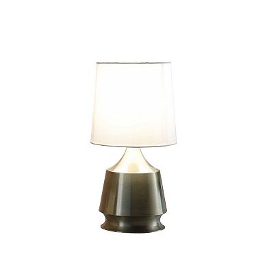 ELEMENT ACE Antique Brass Metal Table Lamp with Semi-Drum Fabric Shade