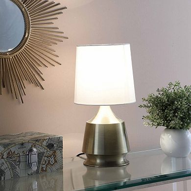 ELEMENT ACE Antique Brass Metal Table Lamp with Semi-Drum Fabric Shade