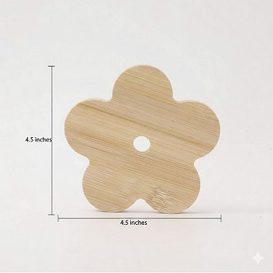 5-Piece Bamboo Flower Shaped Coaster Set with Holder Stand