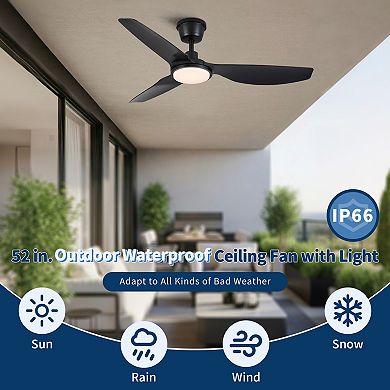 ELEMENT ACE Modern Outdoor Waterproof Ceiling Fan with Integrated Light and Quiet DC Motor