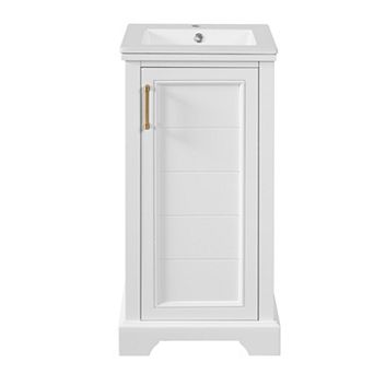 ELEMENT ACE Freestanding Single Vanity Set with Ceramic Sink and Adjustable Shelf