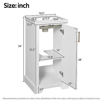 ELEMENT ACE Freestanding Single Vanity Set with Ceramic Sink and Adjustable Shelf