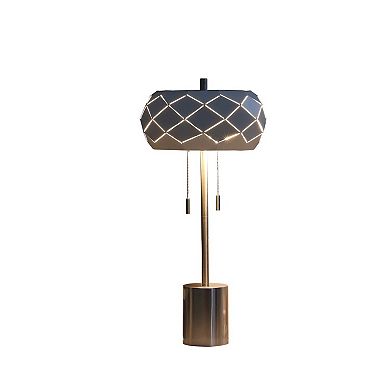 ELEMENT ACE Mid Century Danish Design Two-Light Steel Pull Chain Table Lamp