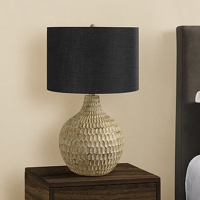 ELEMENT ACE Contemporary Textured Gourd Shaped Table Lamp with Classic Drum Shade