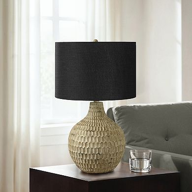 ELEMENT ACE Contemporary Textured Gourd Shaped Table Lamp with Classic Drum Shade