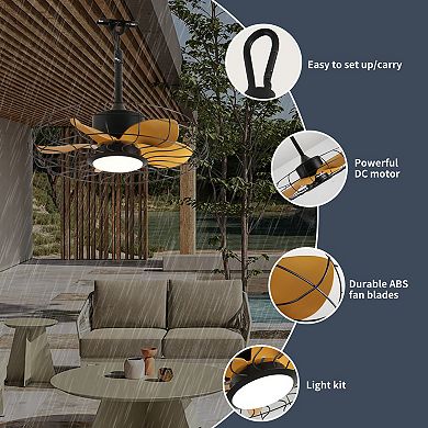 ELEMENT ACE Outdoor Ceiling Fan with Integrated Lighting and Remote Control