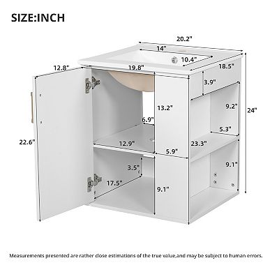 ELEMENT ACE Wall Mounted Bathroom Cabinet with Sink and Side Storage Combo