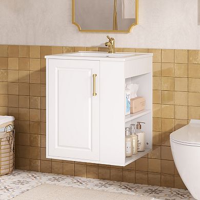 ELEMENT ACE Wall Mounted Bathroom Cabinet with Sink and Side Storage Combo