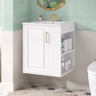 ELEMENT ACE Wall Mounted Bathroom Cabinet with Sink and Side Storage Combo