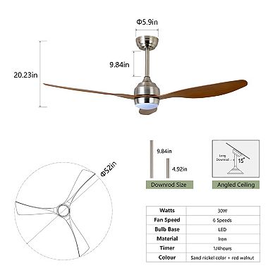 ELEMENT ACE 52-Inch Reversible Ceiling Fan with Light and Remote Control