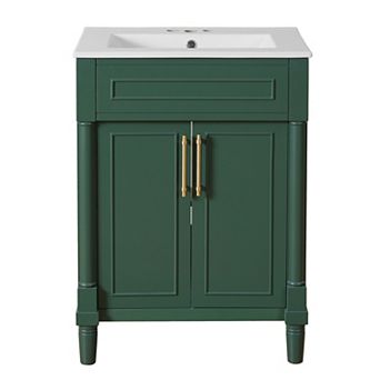 ELEMENT ACE Compact Single Sink Bathroom Vanity with Storage Cabinet and Adjustable Shelf