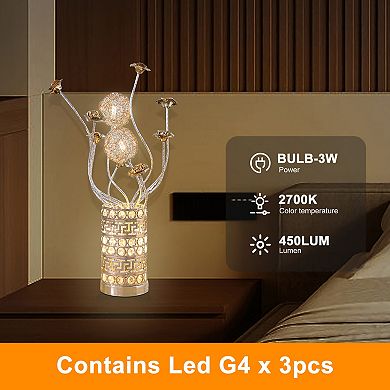 ELEMENT ACE Modern Floral Design LED Table Lamp for Living Room and Bedroom