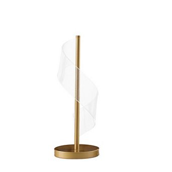 ELEMENT ACE Modern S Wave Swirl Acrylic LED Table Lamp with Brushed Gold Finish