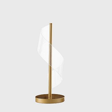 ELEMENT ACE Modern S Wave Swirl Acrylic LED Table Lamp with Brushed Gold Finish