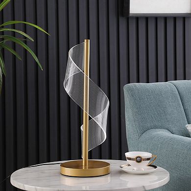 ELEMENT ACE Modern S Wave Swirl Acrylic LED Table Lamp with Brushed Gold Finish