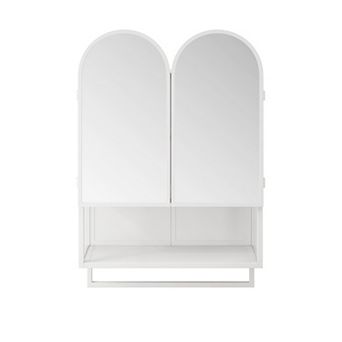 ELEMENT ACE Modern Double Arched Mirror Cabinet with Adjustable Shelves and Towel Rack