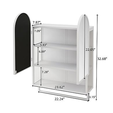 ELEMENT ACE Modern Double Arched Mirror Cabinet with Adjustable Shelves and Towel Rack
